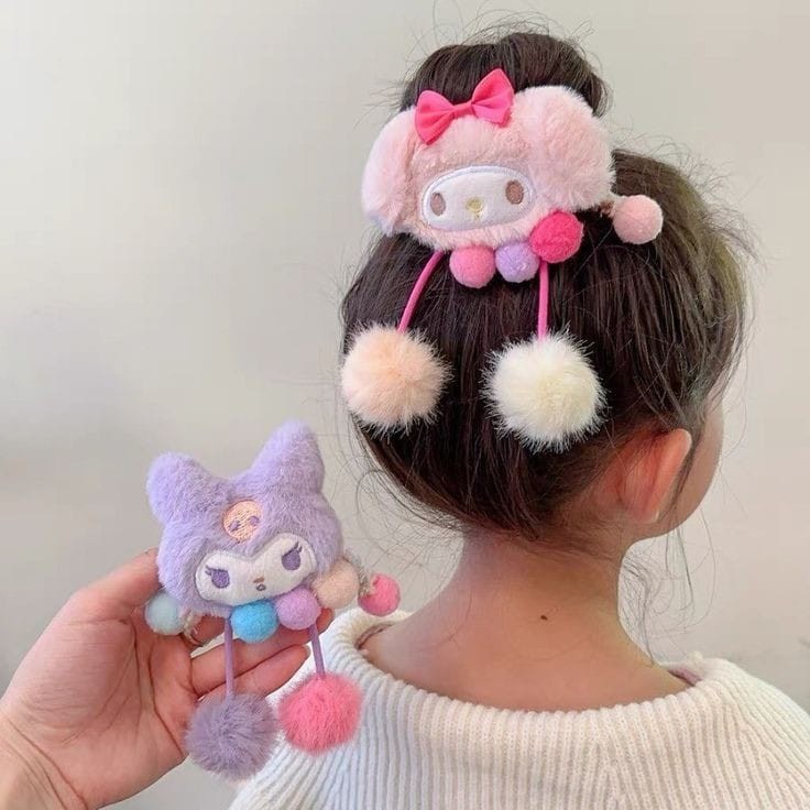 Ikat Rambut Sanrio Anak Lucu Bulu Lembut - Gambar 3