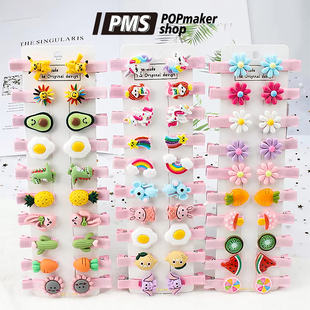POPmaker Jepitan Rambut 10Pcs 3D Imut Wanita Anak