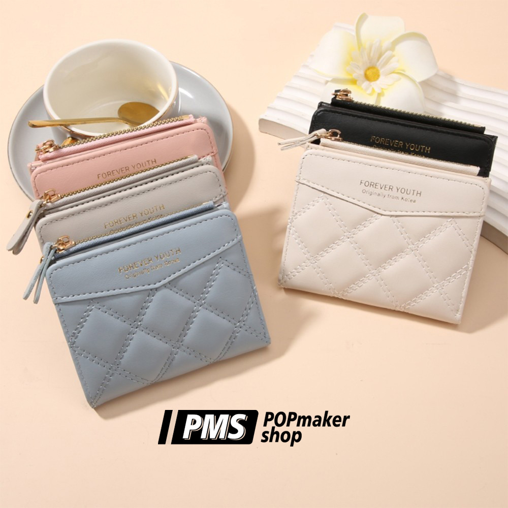 POPmaker shop Dompet Lipat Kulit Wanita AC05 - Dompet Mini / Wallet Kartu Wanita, Banyak Slot & Organizer Sederhana, Tahan Lama dan Elegan untuk Sehari-hari COD