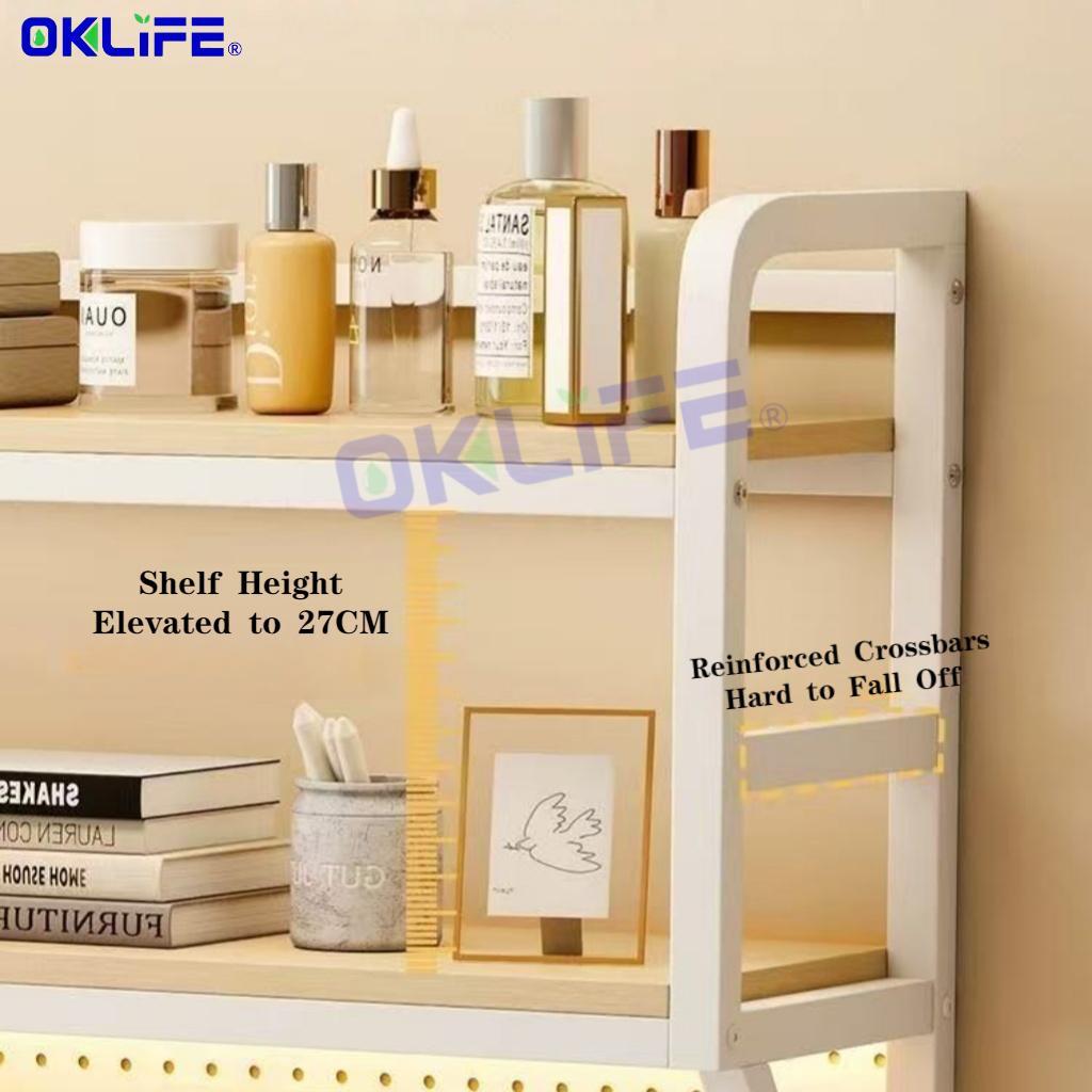 Desk Shelf with Pegboard 2 Tier Desktop Organizer Shelf with Peg Board for Office Study HDB view 6