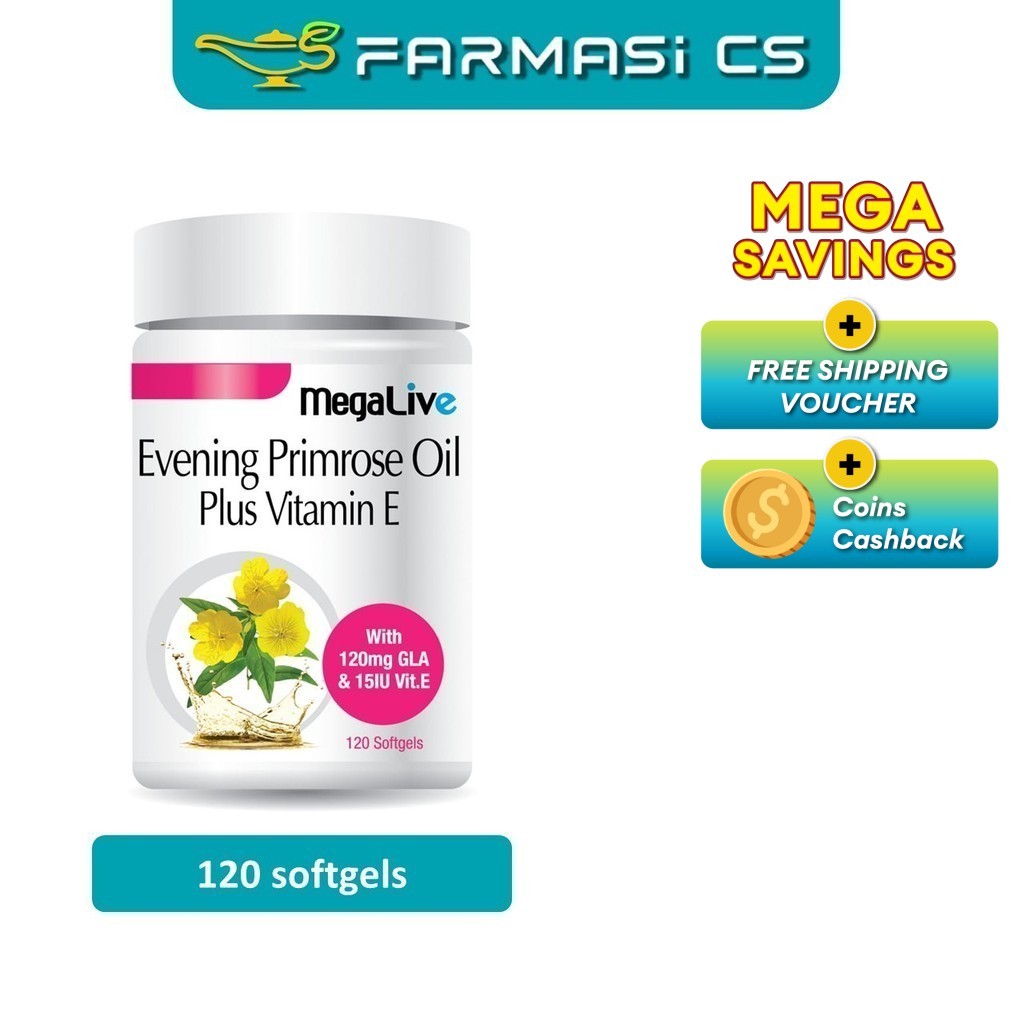 MegaLive Evening Primrose Oil Plus Vitamin E 120 Softgels EXP:01/2028 ...