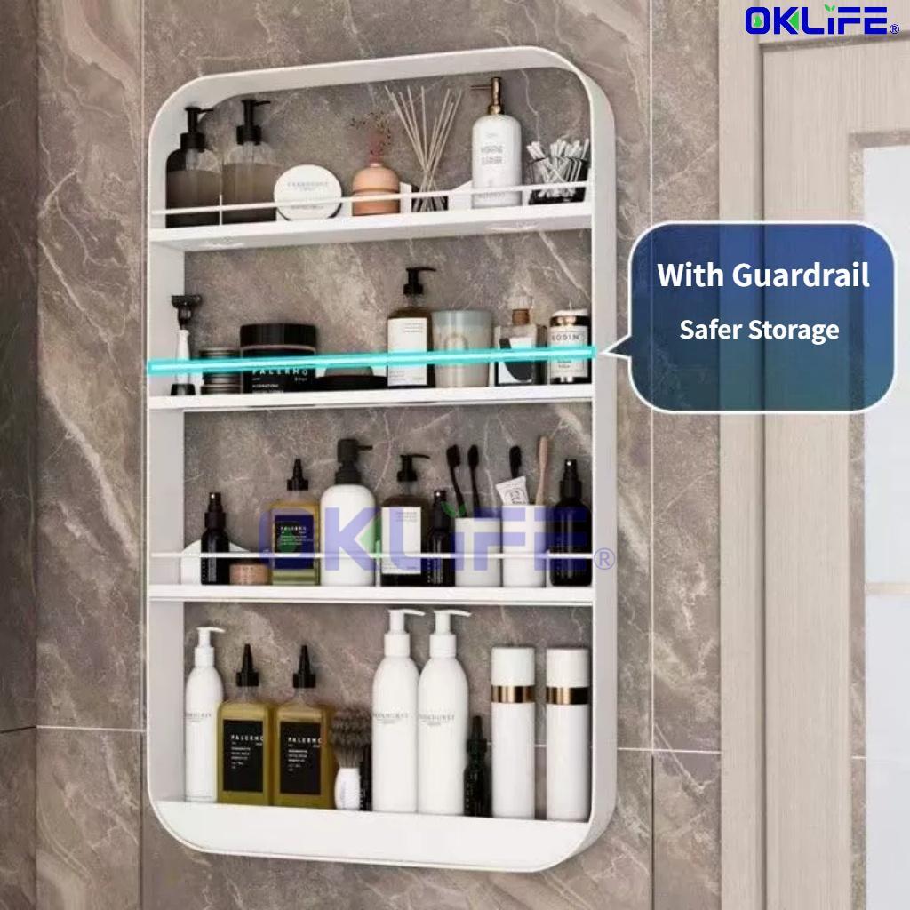 Large Capacity Bathroom Wall Shelf Punch Free Shower Organizer Rack Wall Mounted Toiletries Organizer view 5