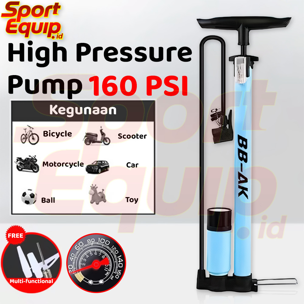 Pompa Angin Tangan Aluminium 59cm dengan BAROMETER 160PSI Akurasi Tinggi Multifungsi untuk Ban Motor Mobil Sepeda Bola Ringan Kuat Wajib Punya untuk Darurat - Gambar 4