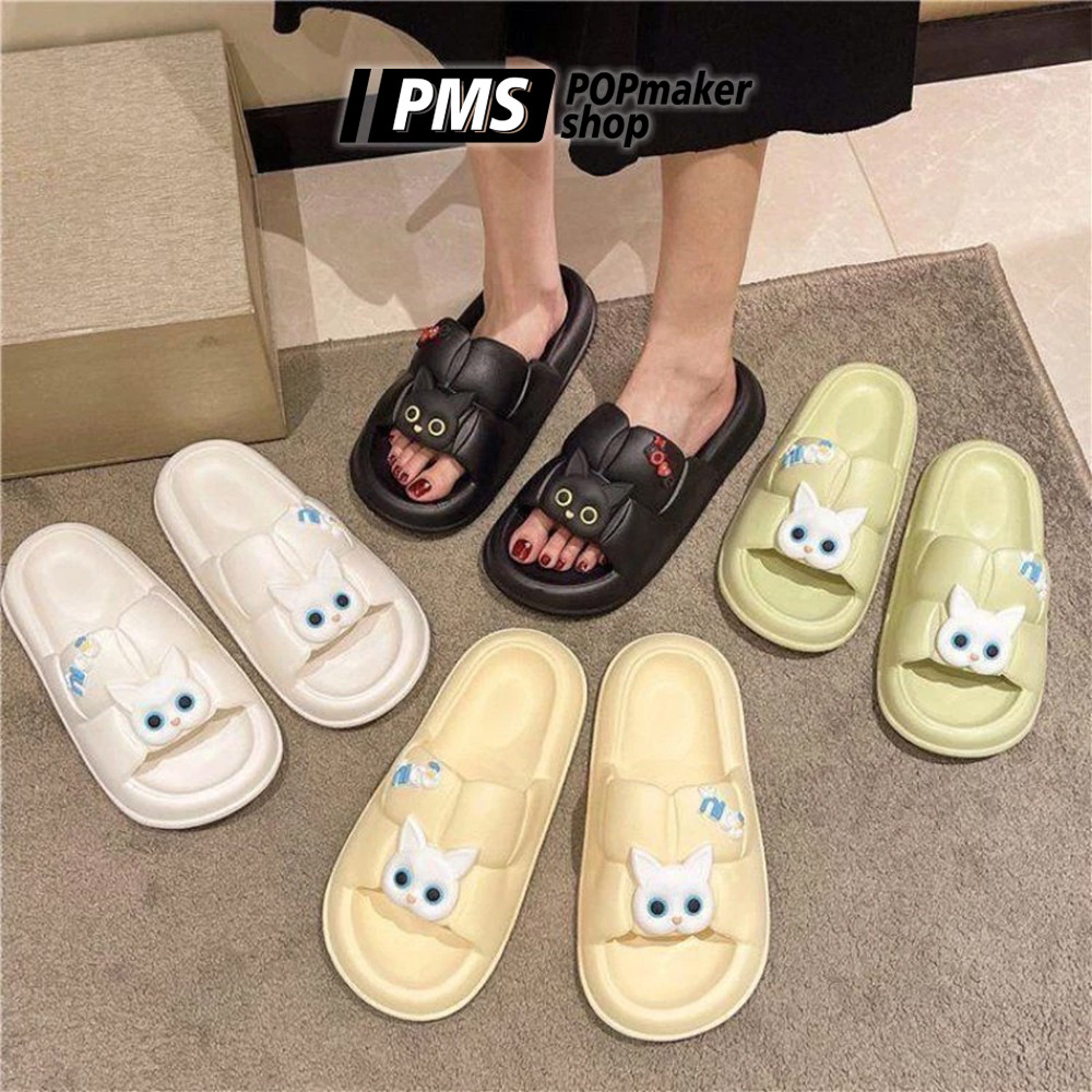 POPmaker shop Sandal Slop Wanita SP47 - Ringan & Non-Slip untuk Outdoor & Rumah, Sandal Karet / Rubber Empuk, Desain Flat Santai dengan Gaya Fashion Trendy, Nyaman Dipakai Sehari-hari COD