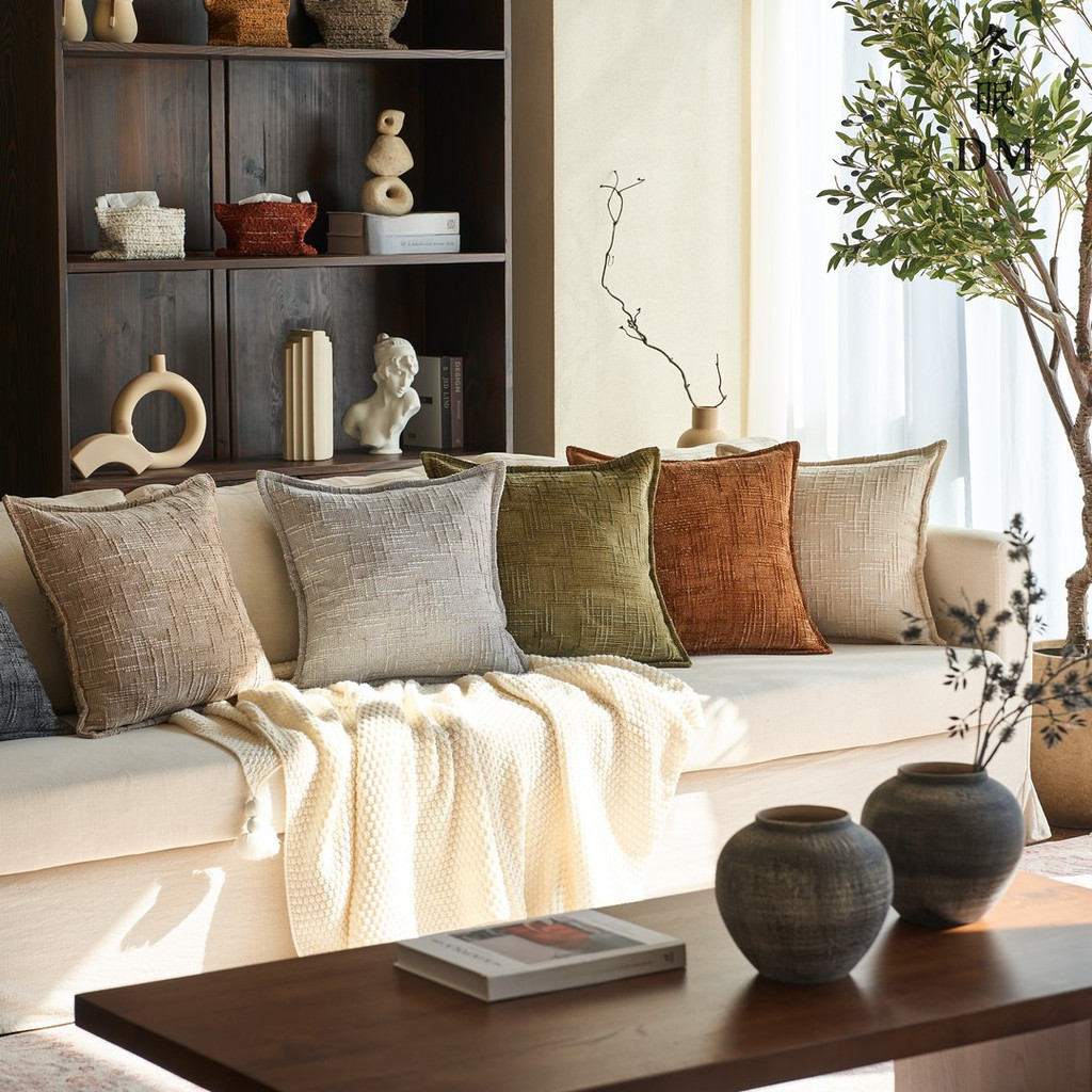 Chenille Pillowcase Bamboo Yarn Texture Throw Pillow Covers Edge ...