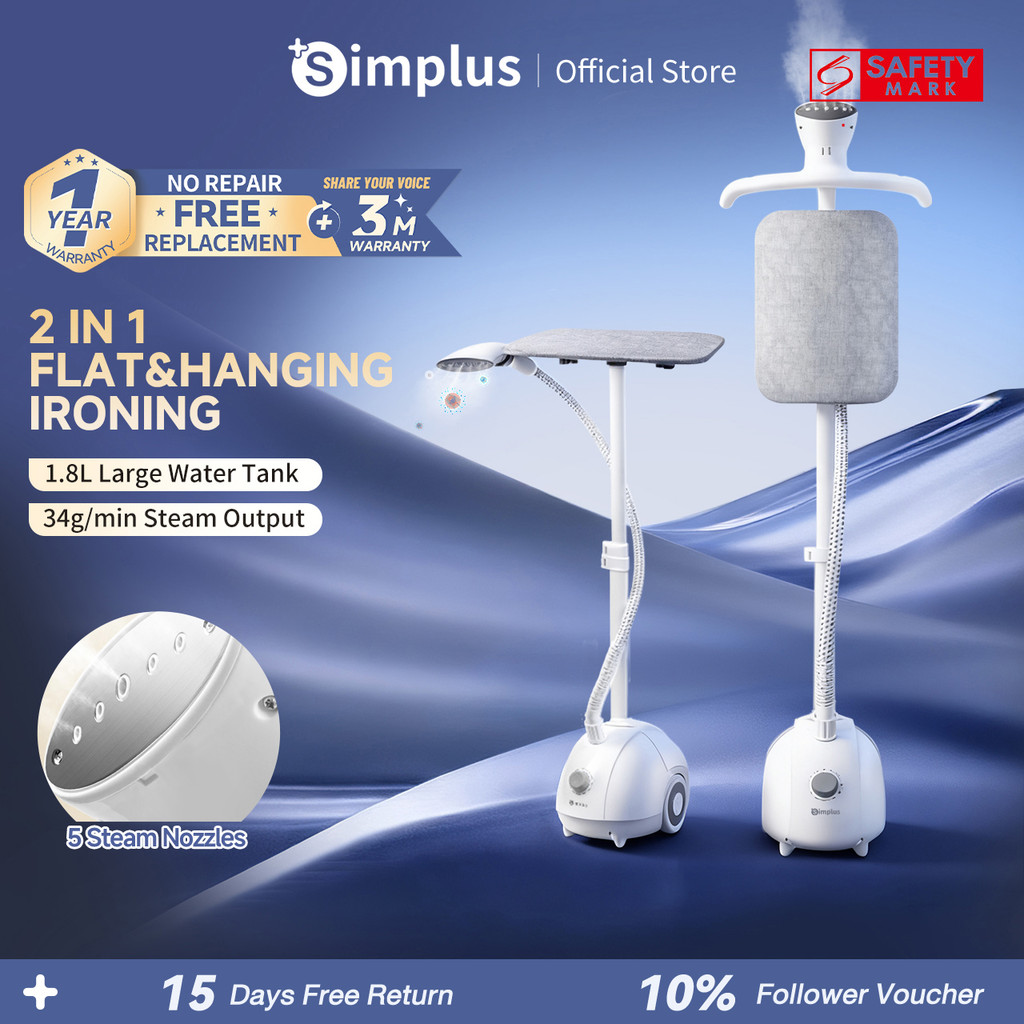 Simplus 2 in 1 Garment Steamer丨2000W High Power丨Ironing Board丨Rotatable ...