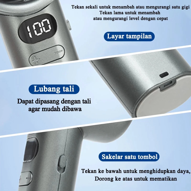 Kipas Mini Portable Strong Wind 120 Gear Speed Tampilan Digital LED untuk Olahraga Luar Ruangan - Gambar 4