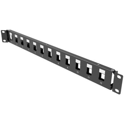 1U Hinged 12-Port Blank Keystone Patch Panel, 19