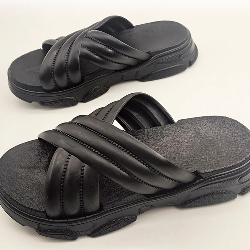 POPmaker shop Sandal Karet Wanita YU10 - Sendal Wedges Model Tali Silang, Empuk & Simple, Desain Minimalis, Ringan & Nyaman untuk Daily Use COD - Gambar 2