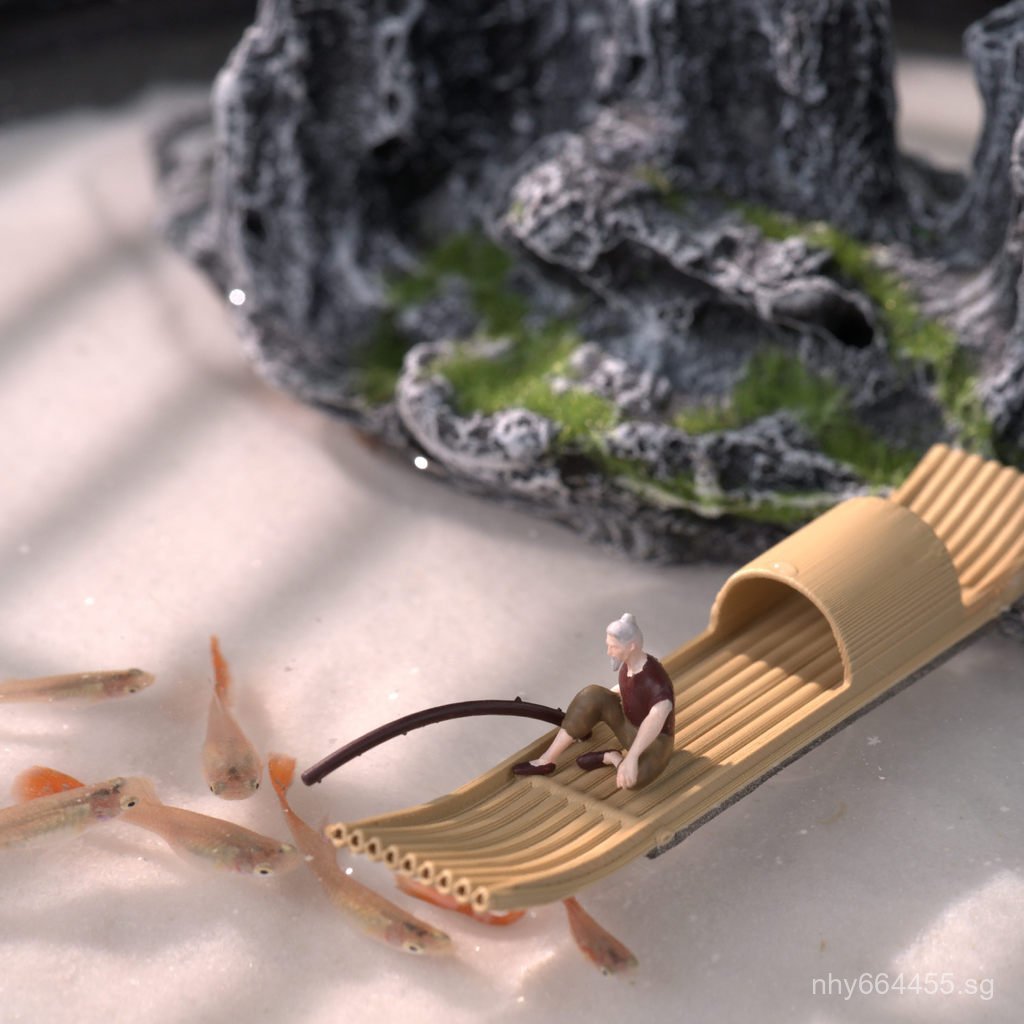 Floating Micro Landscape Bamboo Raft Fish Tank Landscaping Bonsai ...