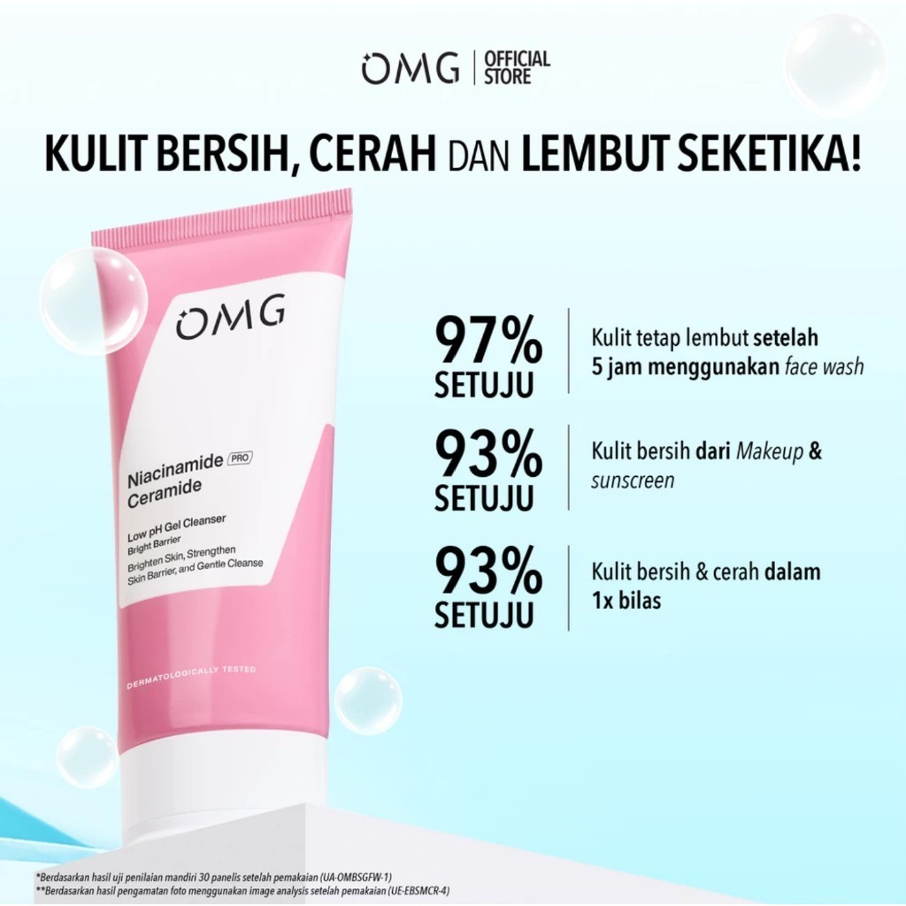 OMG OH MY GLOW Low pH Gel Cleanser Niacinamide Ceramide & Salicylic Acid Cica 70 ml / Merah Jingga Official - Gambar 3