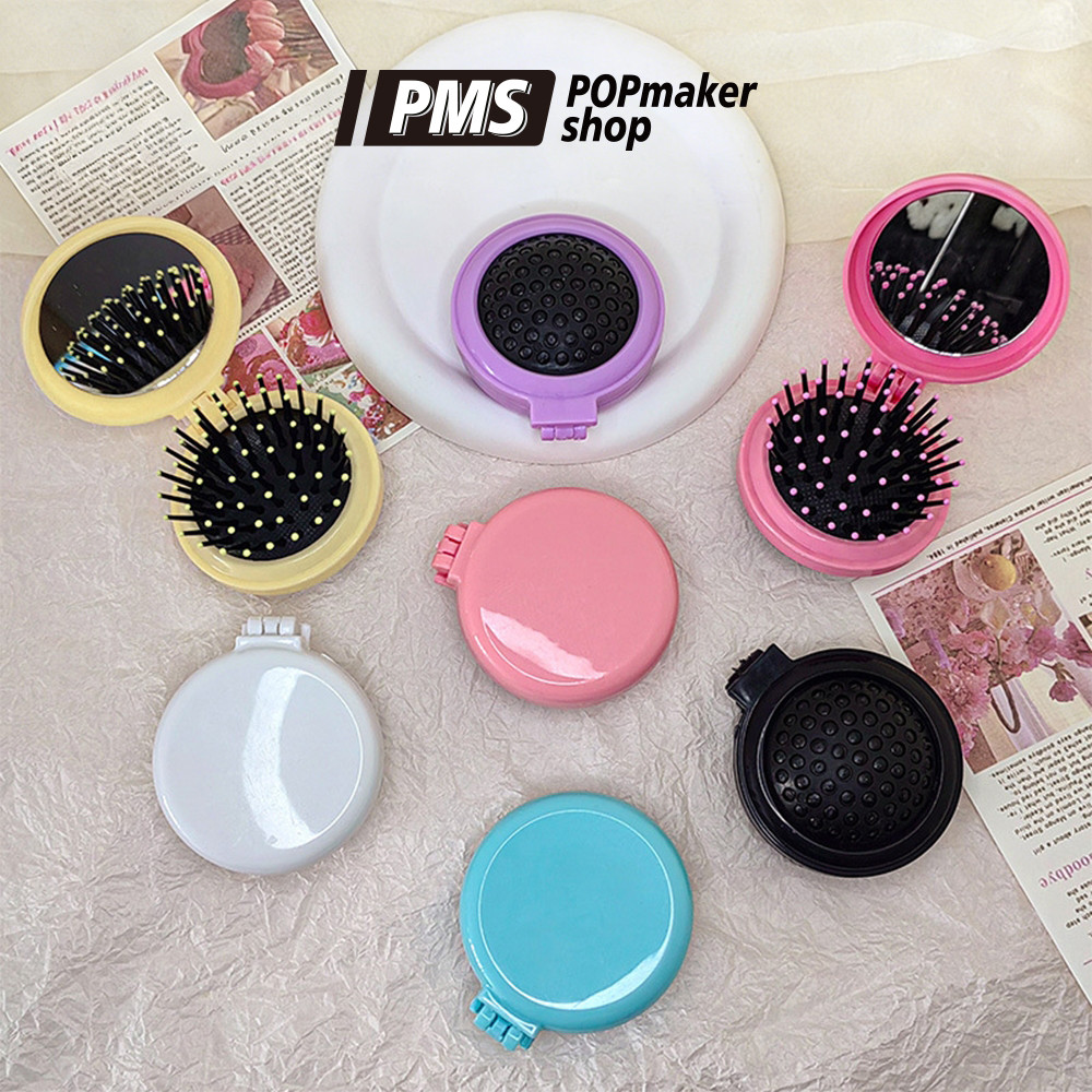 POPmaker Sisir Rambut Lipat 2in1 Dengan Cermin