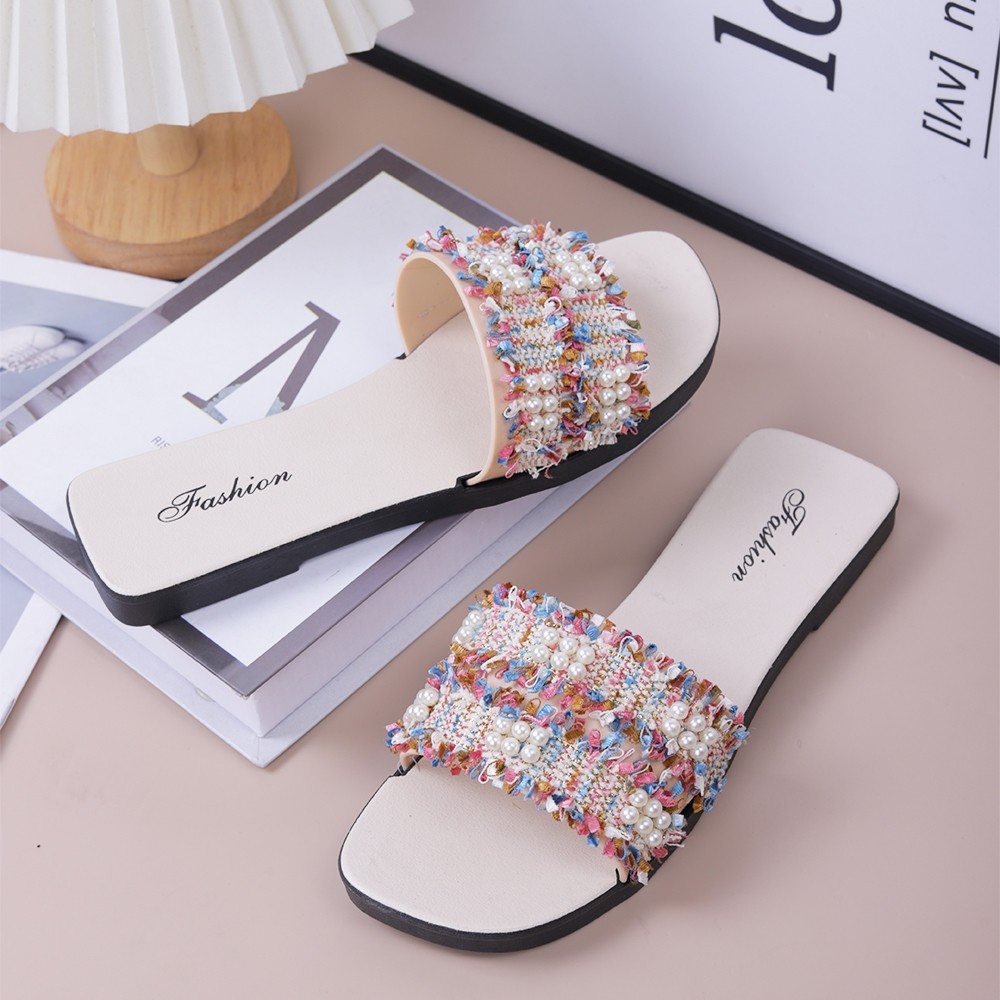 POPmaker shop Sandal Karet Wanita Flat YU75 / Sandal Mutiara Cantik​ - Desain Kekinian dengan Bahan Karet yang Nyaman COD - Gambar 2