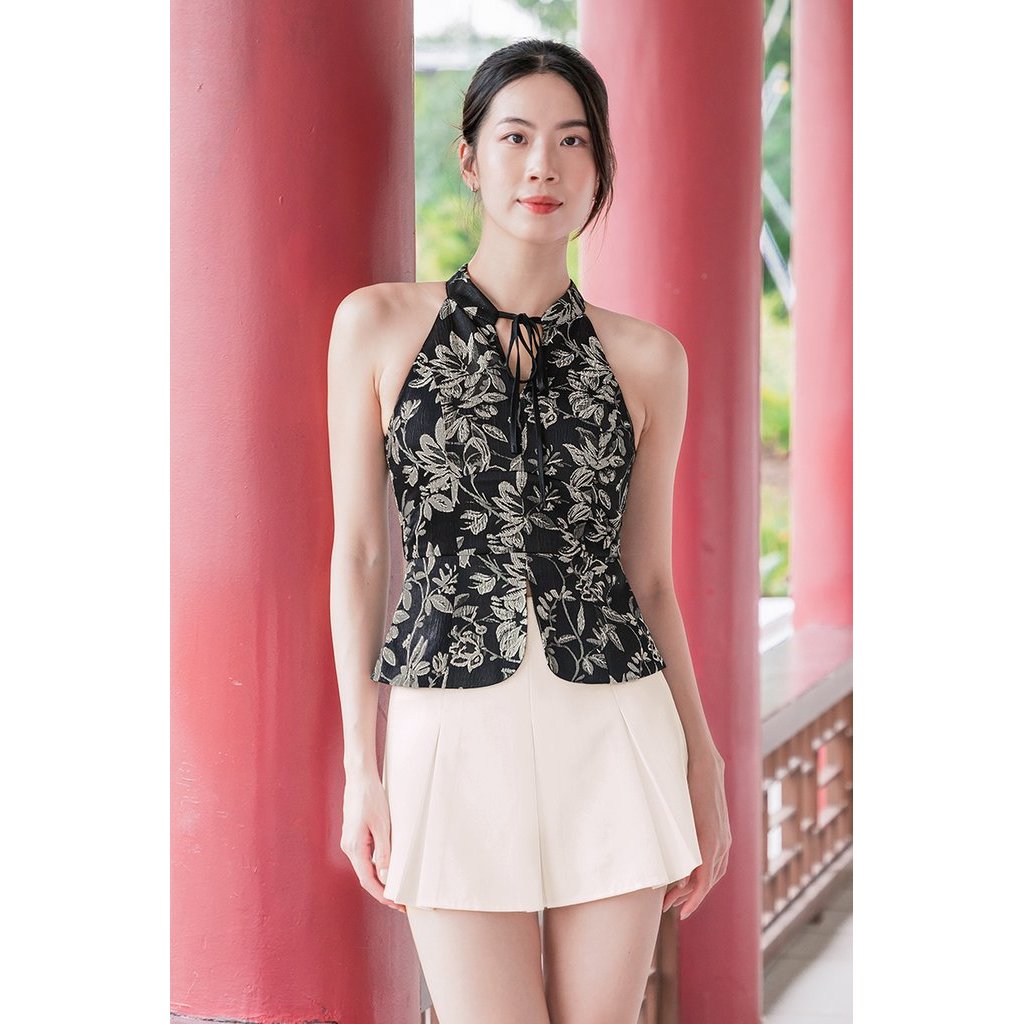Dear Lyla 福 Fu Padded Ribbon Cheongsam Top (Golden Fortune) | Shopee ...