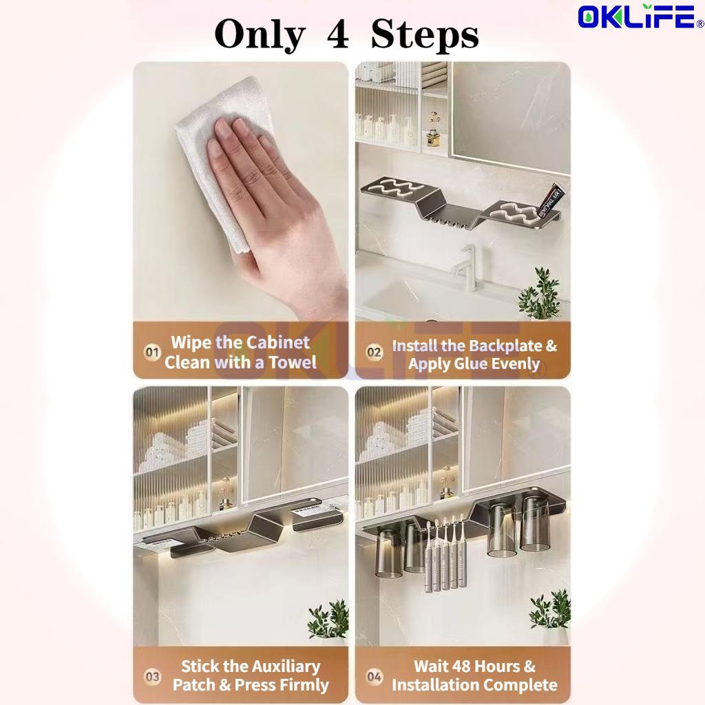 Punch Free Bathroom Organizer Bathroom Shelf with Toothbrush Holder Bathroom Caddy view 9