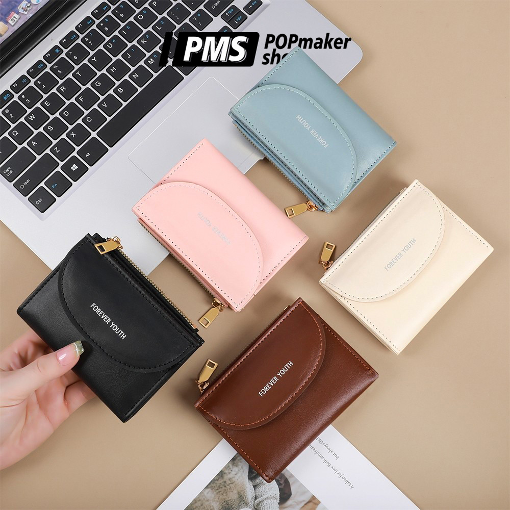 POPmaker shop Dompet Lipat Koin Wanita Multifungsi AC18 / Tempat Kartu Polos Simple​ - Dompet dengan Desain Minimalis COD