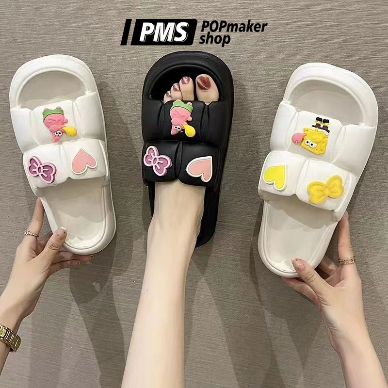 POPmaker shop Sandal Slop Wanita SP50 - Desain Flat Santai dengan Gaya Fashion Trendy, Nyaman Dipakai Sehari-hari , Sandal Karet / Rubber Empuk, Ringan & Non-Slip untuk Outdoor & Rumah COD