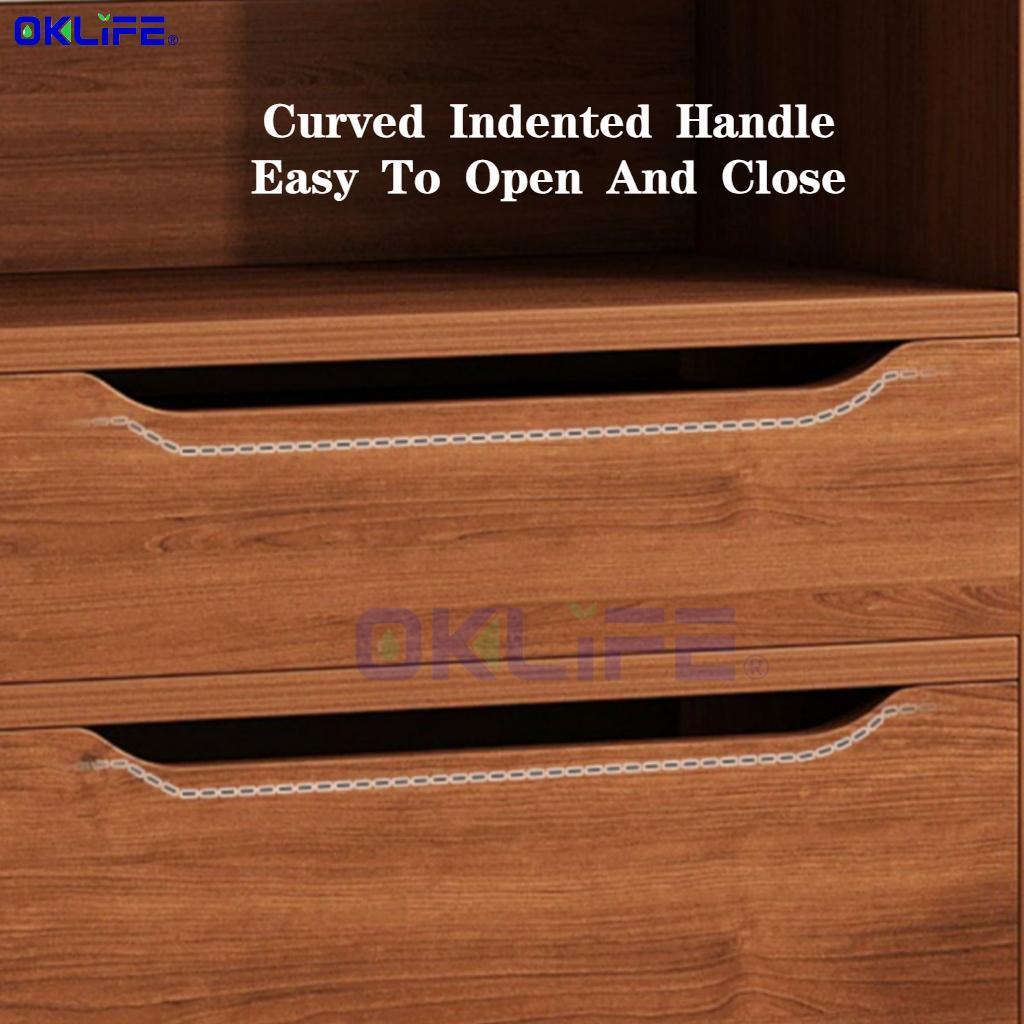 Tall Narrow Bookshelf with Drawers Wooden Storage Cabinet Open Shelf Unit for Bedroom Living Room view 5