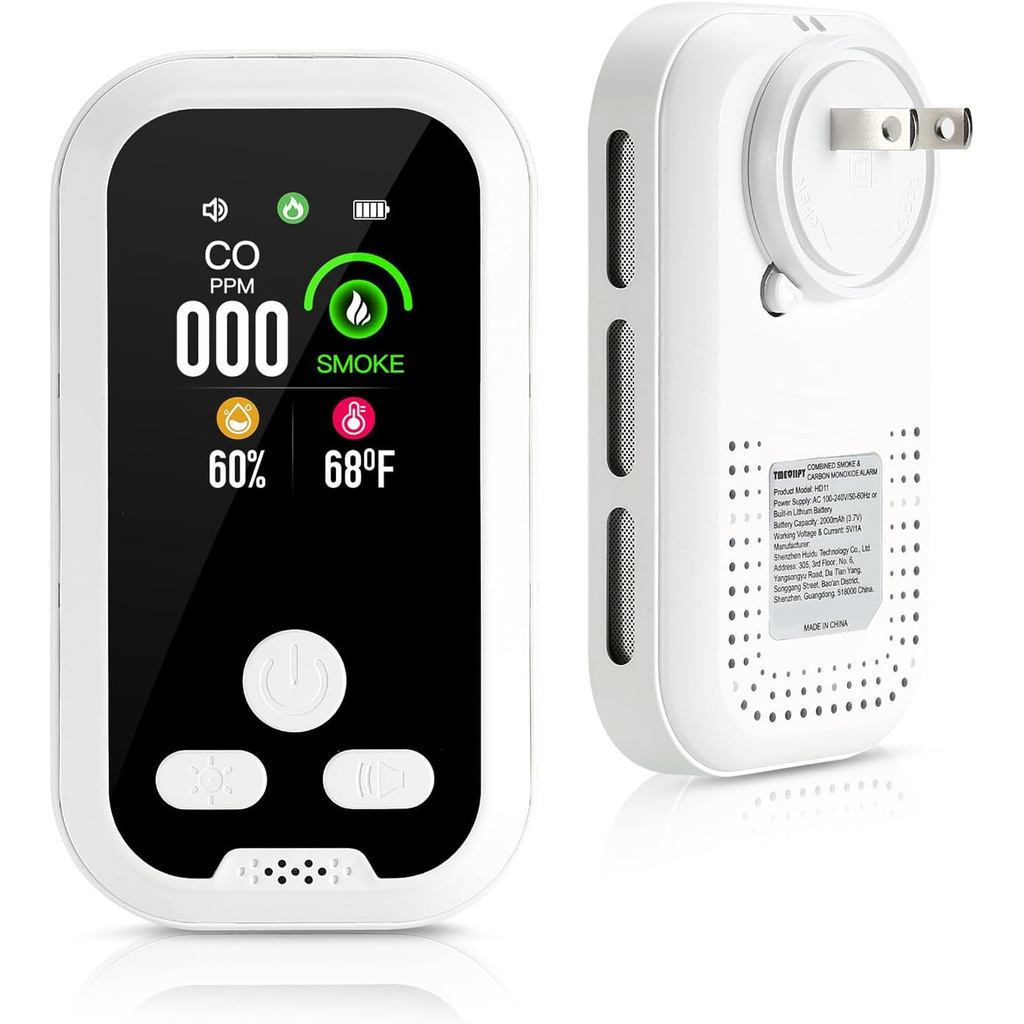 Smoke and Carbon Monoxide Detectors Plug in Wall, 4-in-1 CO Detector ...