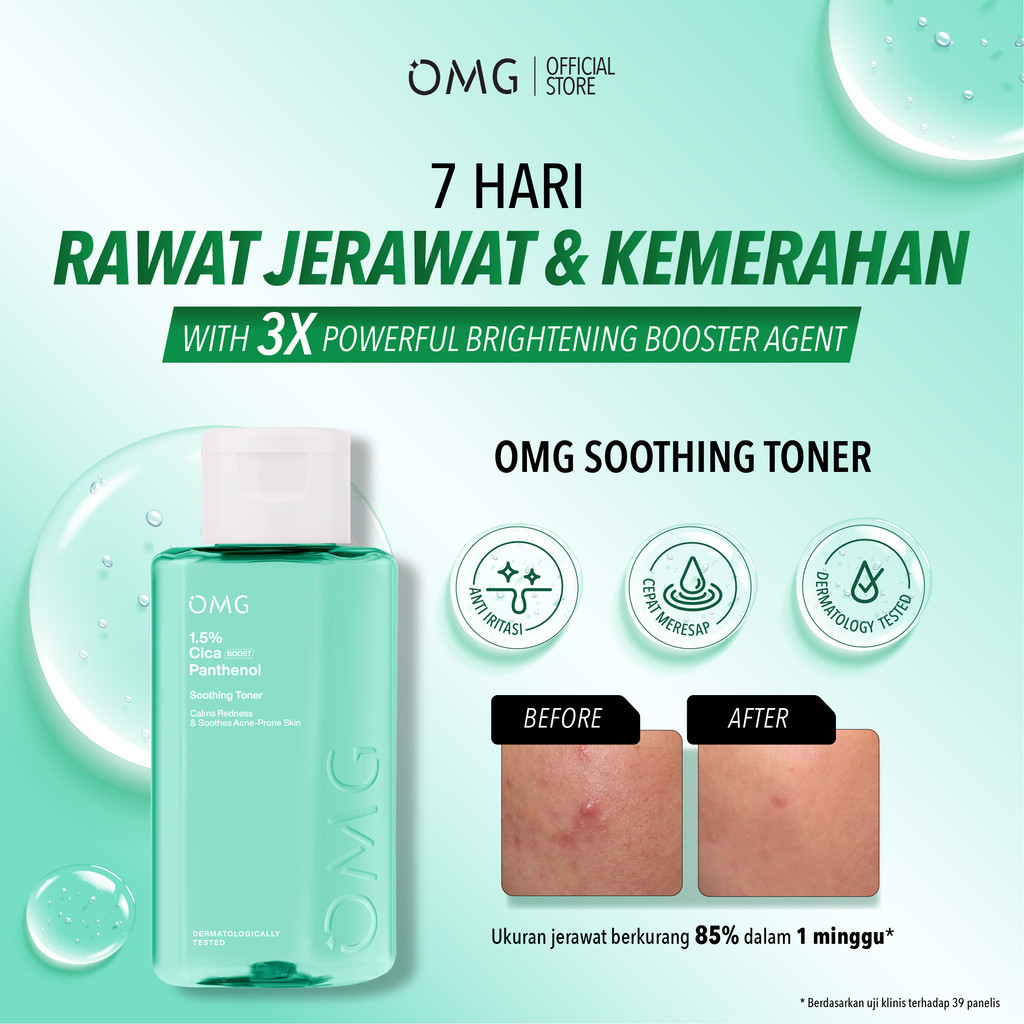 OMG Oh My Glow Brightening & Soothing Toner Niacinamide Hyaluronic & CicaBoost Panthenol / Merah Jingga Official - Gambar 4