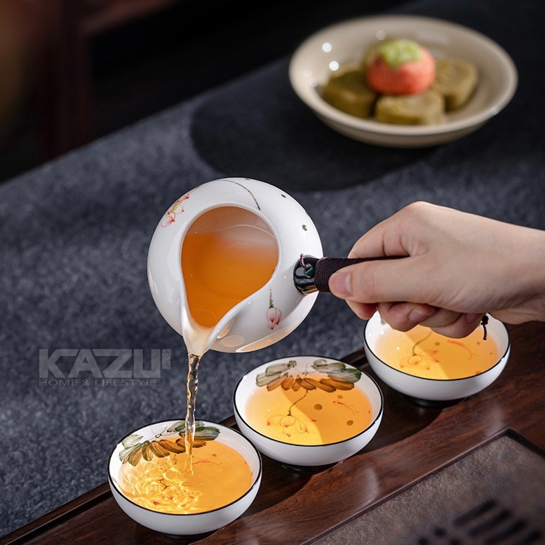 PUSAT17 K28 CHINESE TEA POT SET 6 CUP KERAMIK GAGANG LUXURY SOUVENIR GIFT PREMIUM QUALITY CERAMIC / TEKO SEDUH CHINESE TEA SET HADIAH KADO SPESIAL - Gambar 2