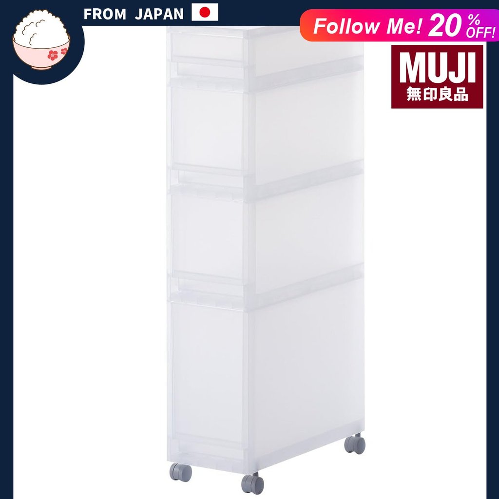 MUJI Polypropylene Storage Stocker with Casters, 2 Units, Approx. 18cm ...