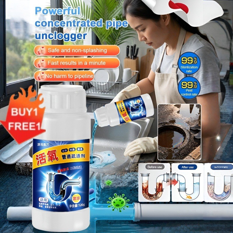BUY 1 FREE 1 【3-Second Fast Unclog】Concentrated Powerful Drain Cleaner ...