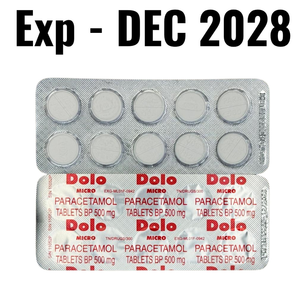 Dolo Paracetamol 500mg Tablets 100s | Fever Relief Pain Killer Headache ...