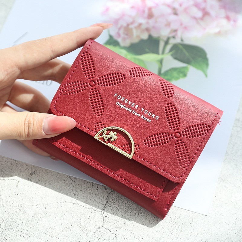 POPmaker Dompet Lipat Wanita Bunga Korea Minimalis - Gambar 4