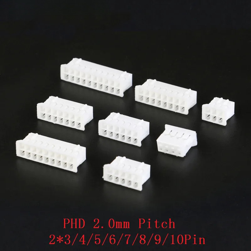 50PCS PHD 2.0mm double 2.0mm plug phd connector terminal Plastic shell ...