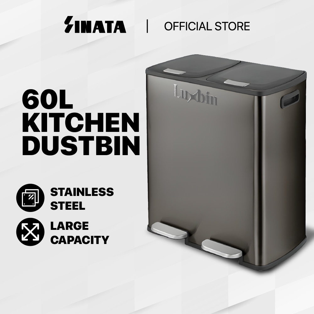 Dustbin 60L Stainless Steel Dustbin Kitchen Large Kitchen Trash Can — free download