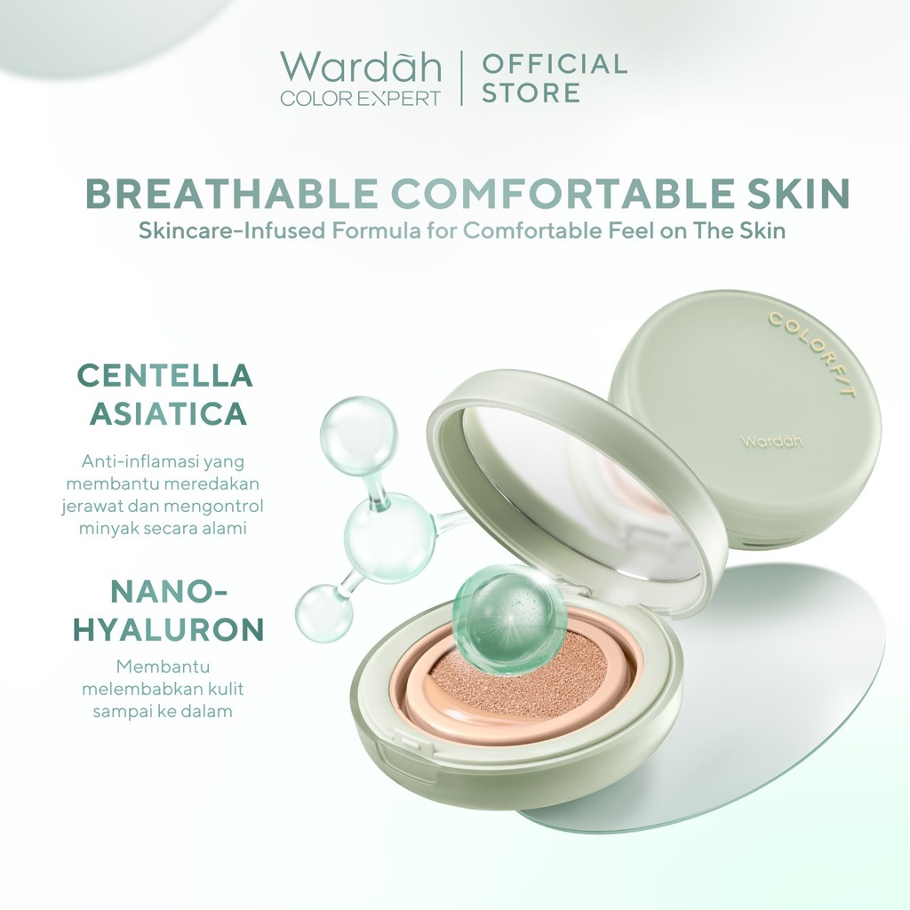 NEW! Wardah Refill Colorfit 5D Blur Cloud Cushion 15 g SPF 50 PA++++ - High Cover with Cotton-Light Layer - Long-lasting Tahan Lama 18 Jam Matte Finish - Foundation Skintint Powder Bedak Complexion Flawless Ringan Seamless Pore-Blurred Skin-Makeup - Gambar 3