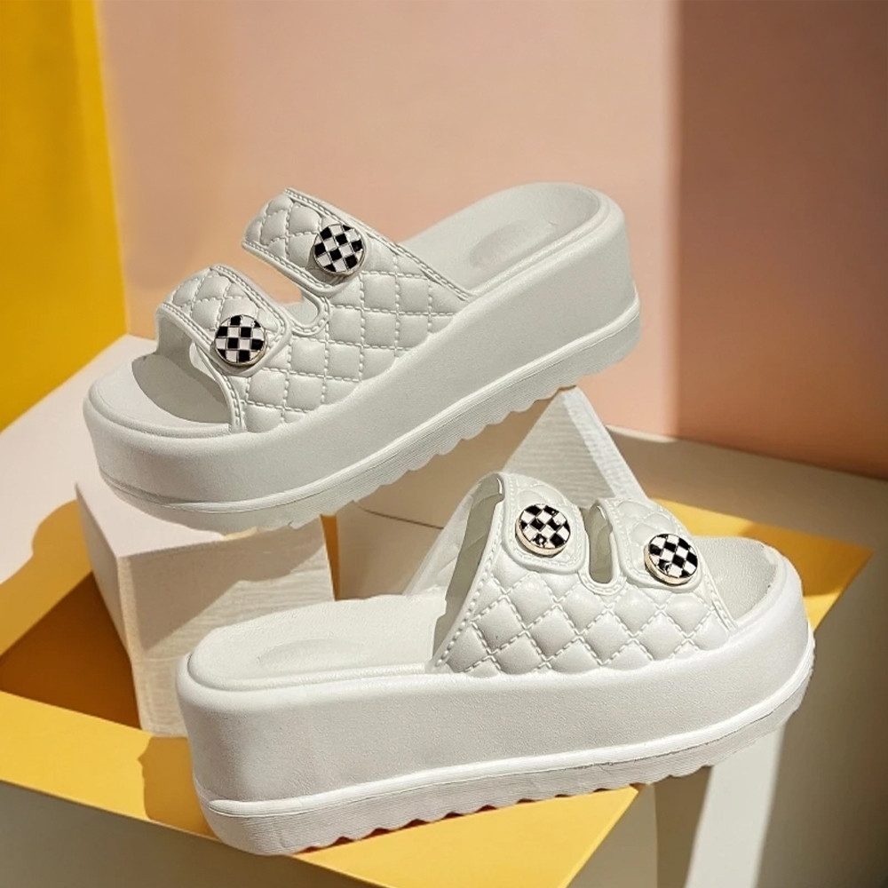 POPmaker shop Sandal Slop Wanita Jelly YU02 / Wedges with Rubber Non Slip Sole​ - Model Double Strap yang Stylish COD - Gambar 4
