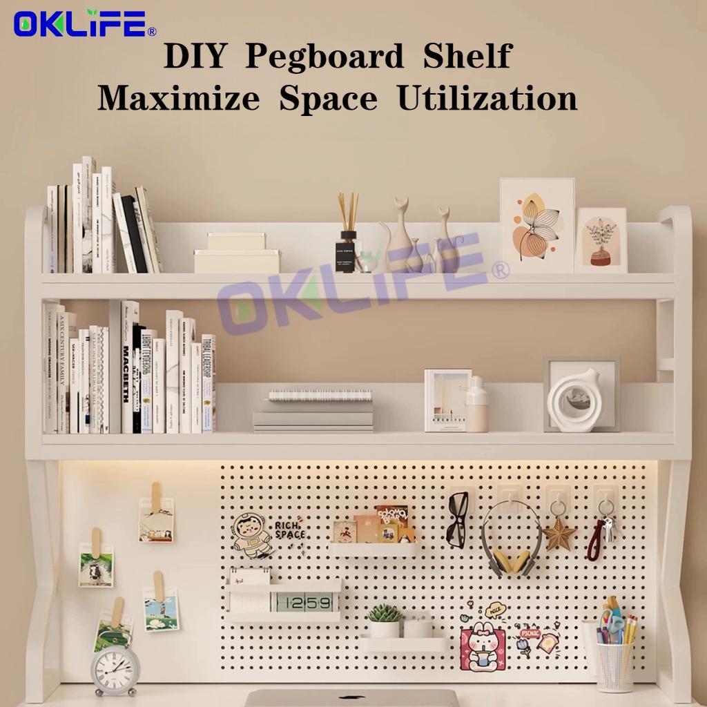 Desk Shelf with Pegboard 2 Tier Desktop Organizer Shelf with Peg Board for Office Study HDB view 8