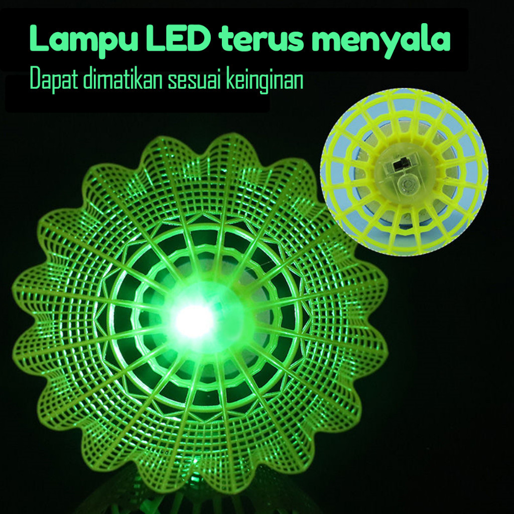 Paket 5 Pcs Kok Bulutangkis Nilon Glow in The Dark Tahan Angin dengan Penerbangan Stabil untuk Latihan Indoor Outdoor Malam Hari - Gambar 2