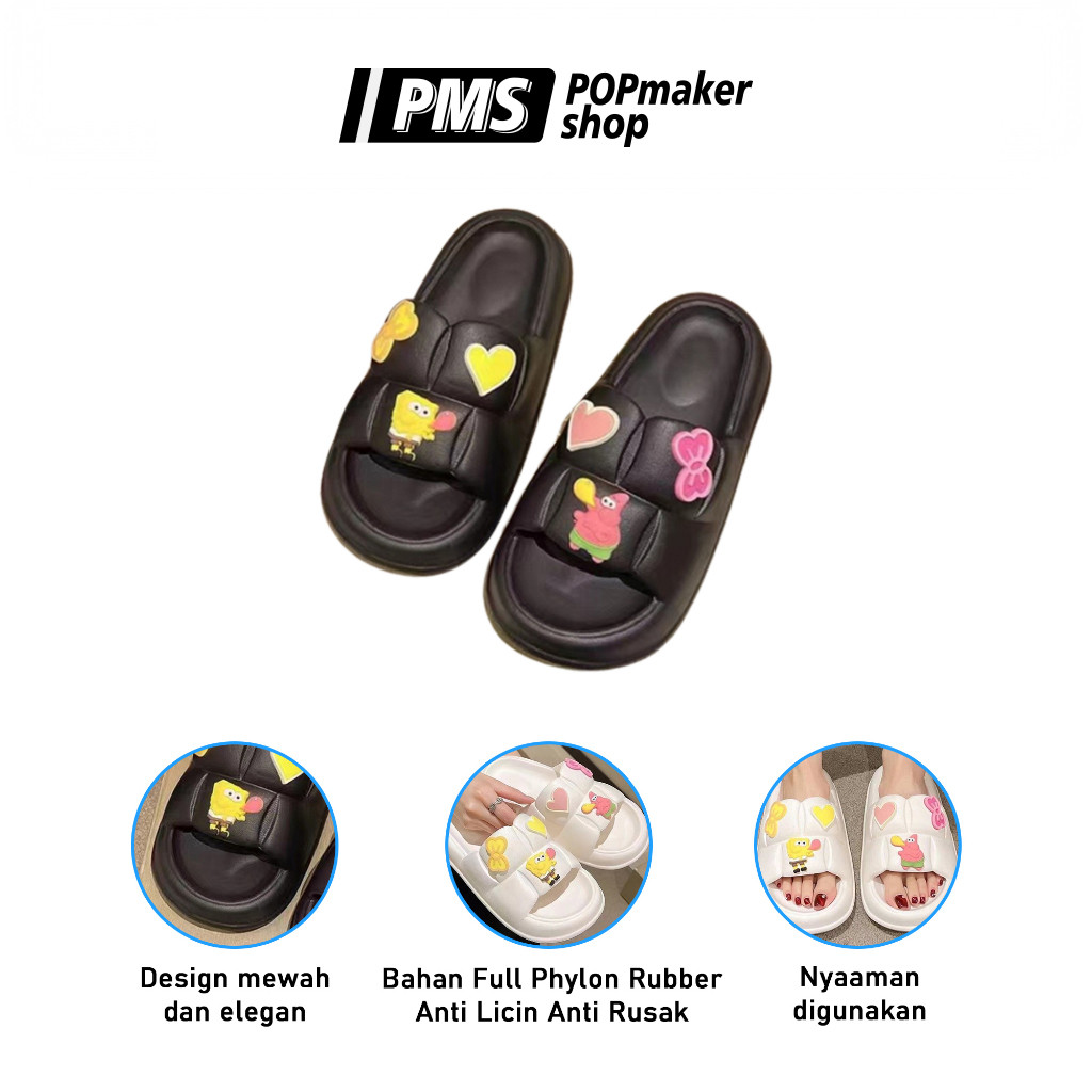 POPmaker shop Sandal Slop Wanita SP50 - Desain Flat Santai dengan Gaya Fashion Trendy, Nyaman Dipakai Sehari-hari , Sandal Karet / Rubber Empuk, Ringan & Non-Slip untuk Outdoor & Rumah COD - Gambar 4