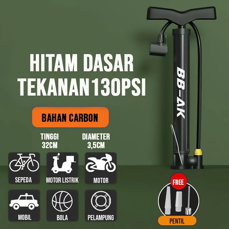 Pompa Angin Portable Bertekanan Tinggi dengan Tabung BaroMeter 160 PSI, Pompa Ban Mobil Motor Sepeda dan Bola, Desain Keren Kuat Praktis untuk Perjalanan dan Darurat - Gambar 2