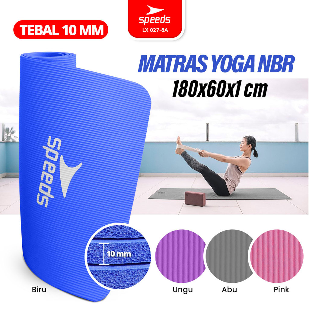 SPEEDS Matras Yoga NBR 10mm Alas Yoga Mat Alas Olahraga Pilates Karpet Spons Gym Berstandar SNI 027-8A - Gambar 4