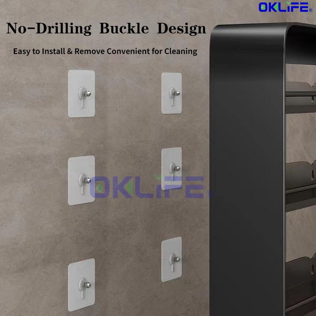 Large Capacity Bathroom Wall Shelf Punch Free Shower Organizer Rack Wall Mounted Toiletries Organizer alternate view