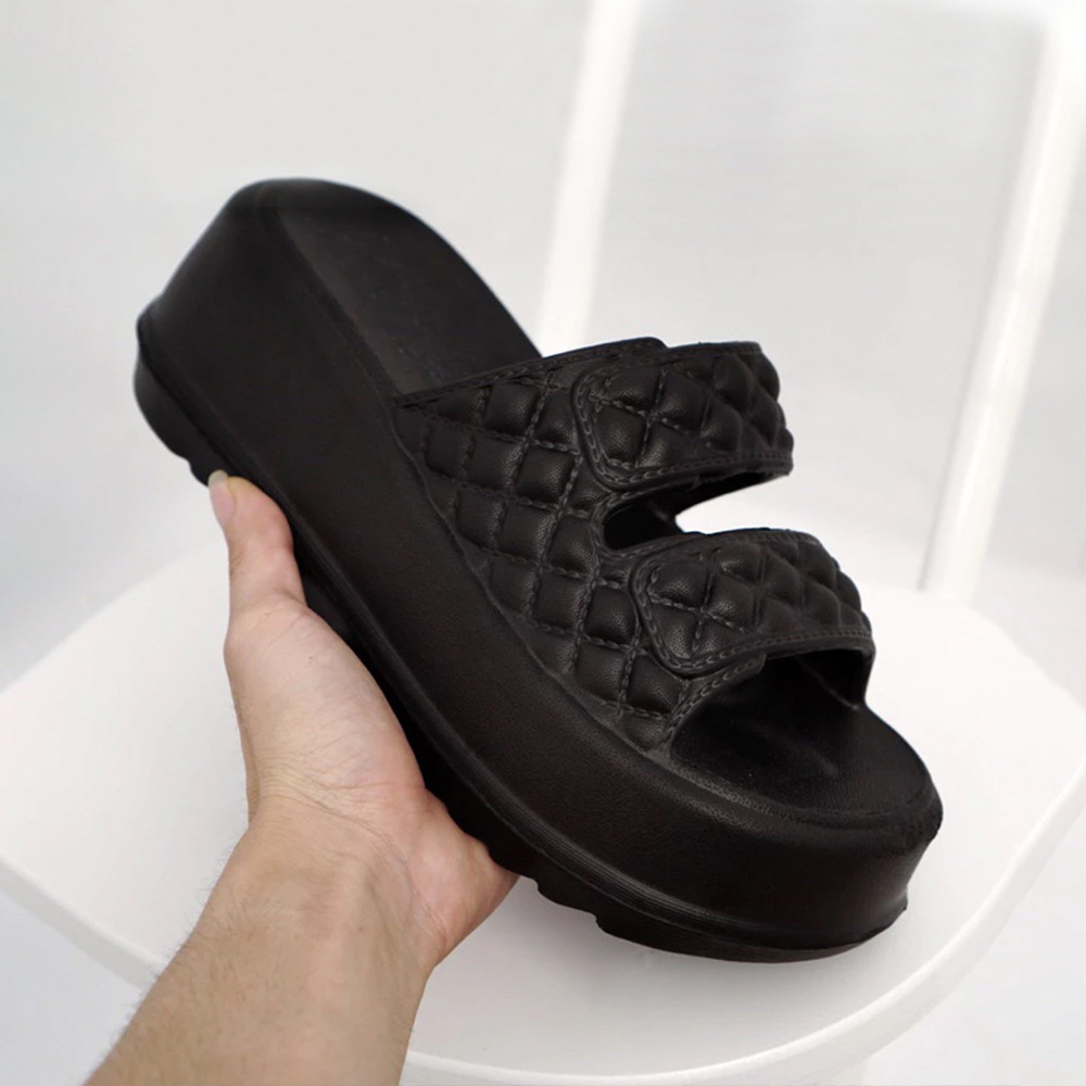 POPmaker shop Sandal Selop Wanita YU07 - Sendal Jelly Rubber dengan Tali Strap Dua Model Wedges, Desain Minimalis, Nyaman & Ringan untuk Daily Use COD - Gambar 2