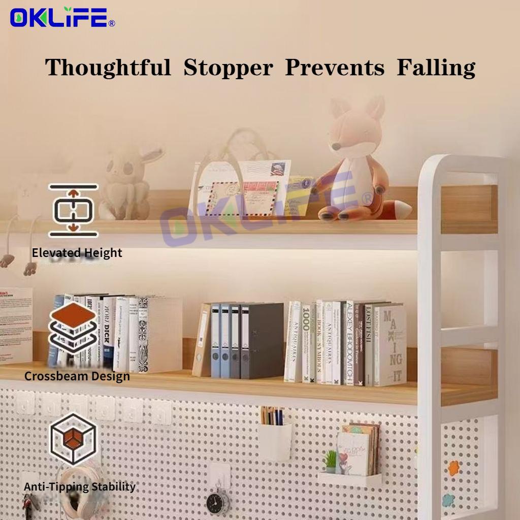 Desk Shelf with Pegboard 2 Tier Desktop Organizer Shelf with Peg Board for Office Study HDB view 9
