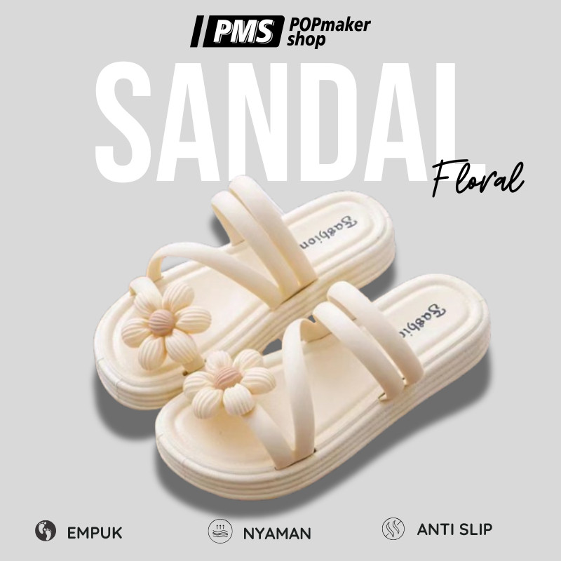 POPmaker shop Sandal Jelly Flower Bear Korea YU61 / Sendal Jalan-Jalan Comfy Lucu​ - Sandal Wanita dengan Desain Menggemaskan COD