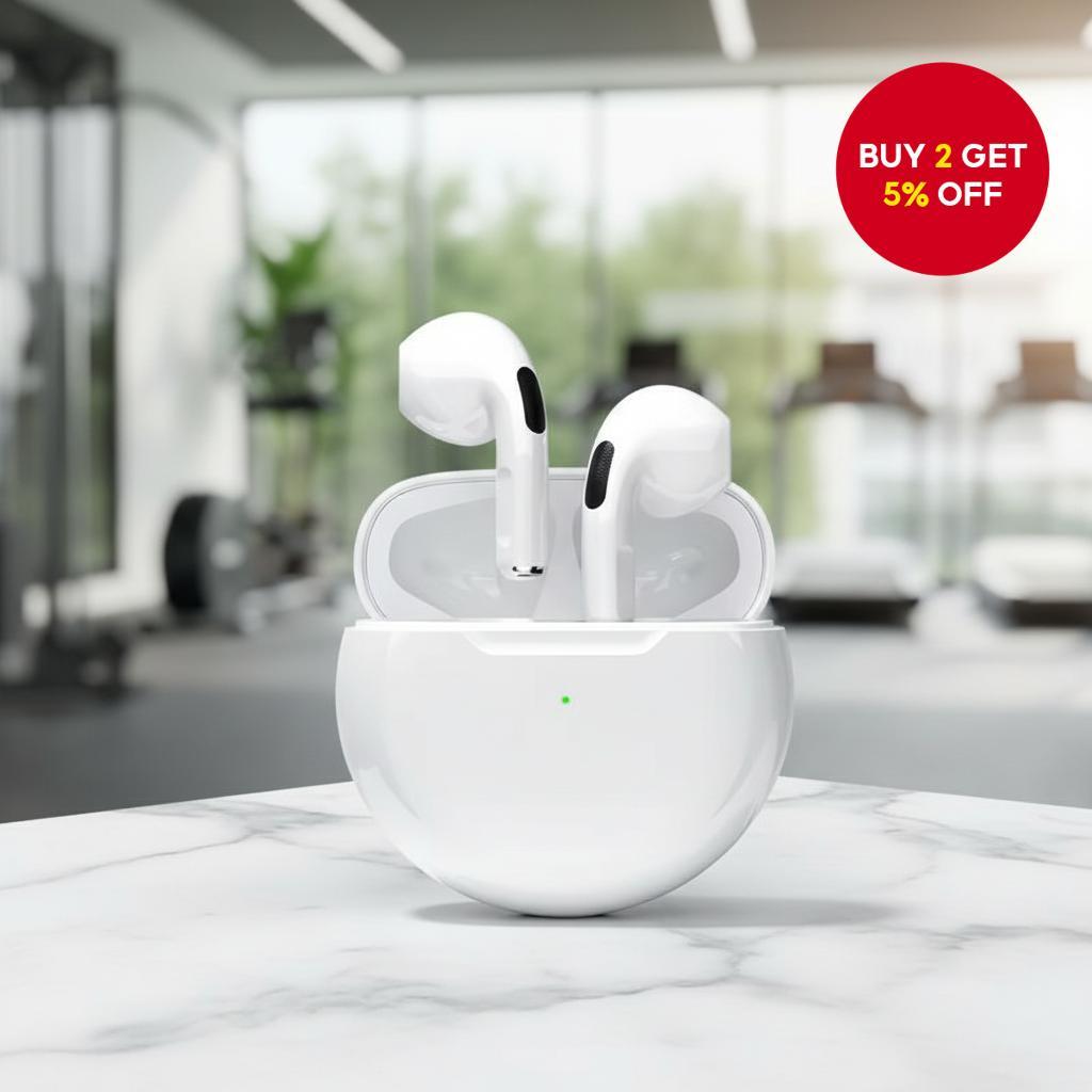 Air Pro 6 TWS Bluetooth Earbuds with Mic Waterproof Sports Headphones ...