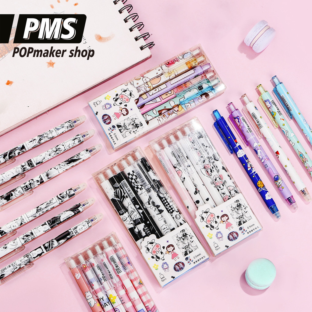 POPmaker Shop H643 Set Pulpen Gel 6pcs Karakter Lucu