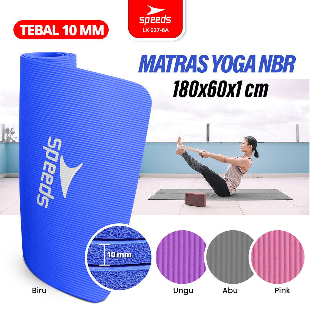 SPEEDS Matras Yoga NBR 10mm Alas Yoga Mat Alas Olahraga Pilates Karpet Spons Gym Berstandar SNI Premium 027-8A - Gambar 4