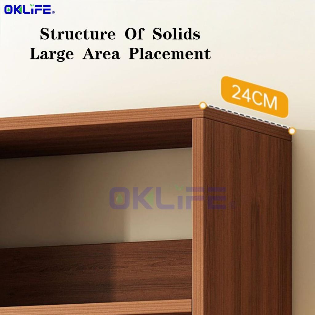 Tall Narrow Bookshelf with Drawers Wooden Storage Cabinet Open Shelf Unit for Bedroom Living Room view 6