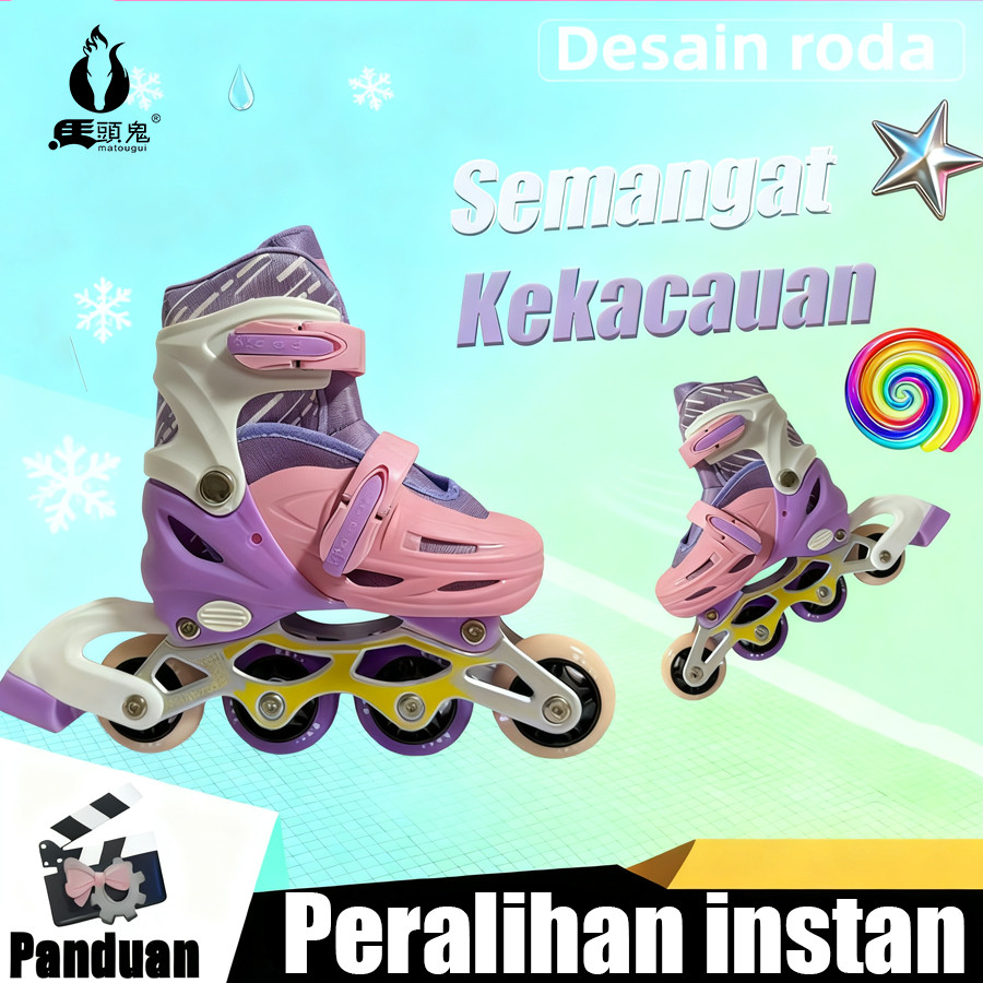 Matougui-sepatu roda/sepatu roda Oxelo/Sepatu es terbaru untuk perempuan dan laki-laki , dilengkapi dengan lampu LED,lampu kedip/tidak licin/anti goyang/lnline skate/star/ukuran dapat disesuaikan/pu/gaya bajaj - Gambar 3
