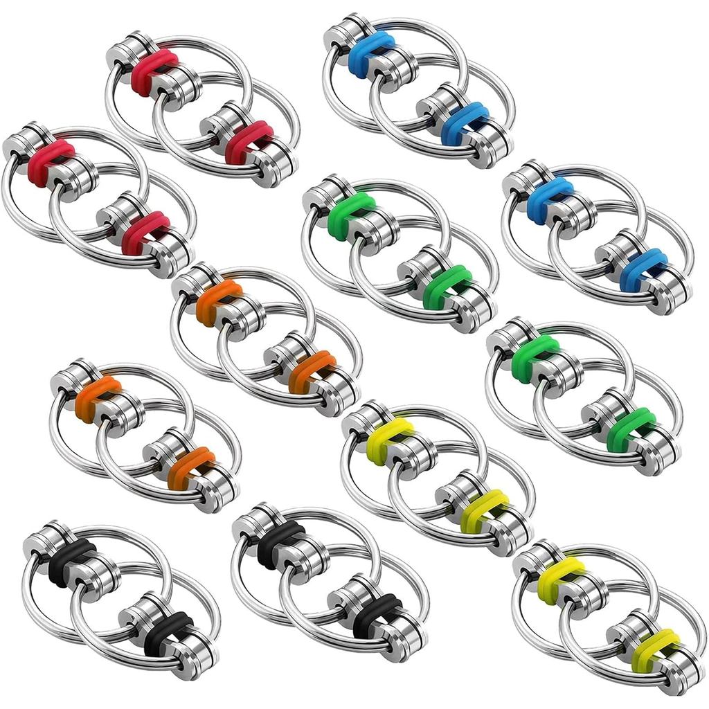 Gejoy 12 Pcs Bike Chain Fidget Toys Set Flippy Roller Chain Sensory ...
