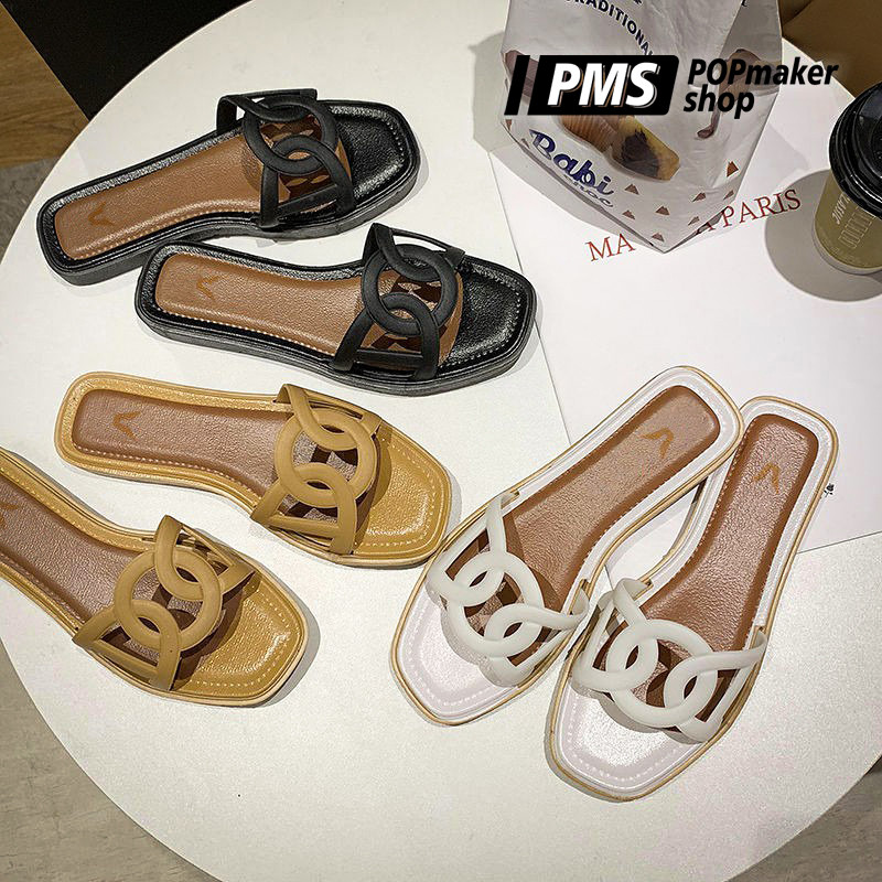 POPmaker shop Sandal Wanita SP19 / Slop Slip On Casual - Fashion Footwear Trendy & Nyaman COD