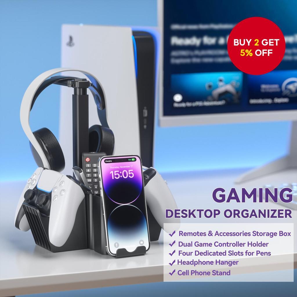 New Dual Controller Holder with Headphone Stand - Multi-Functional Desk ...